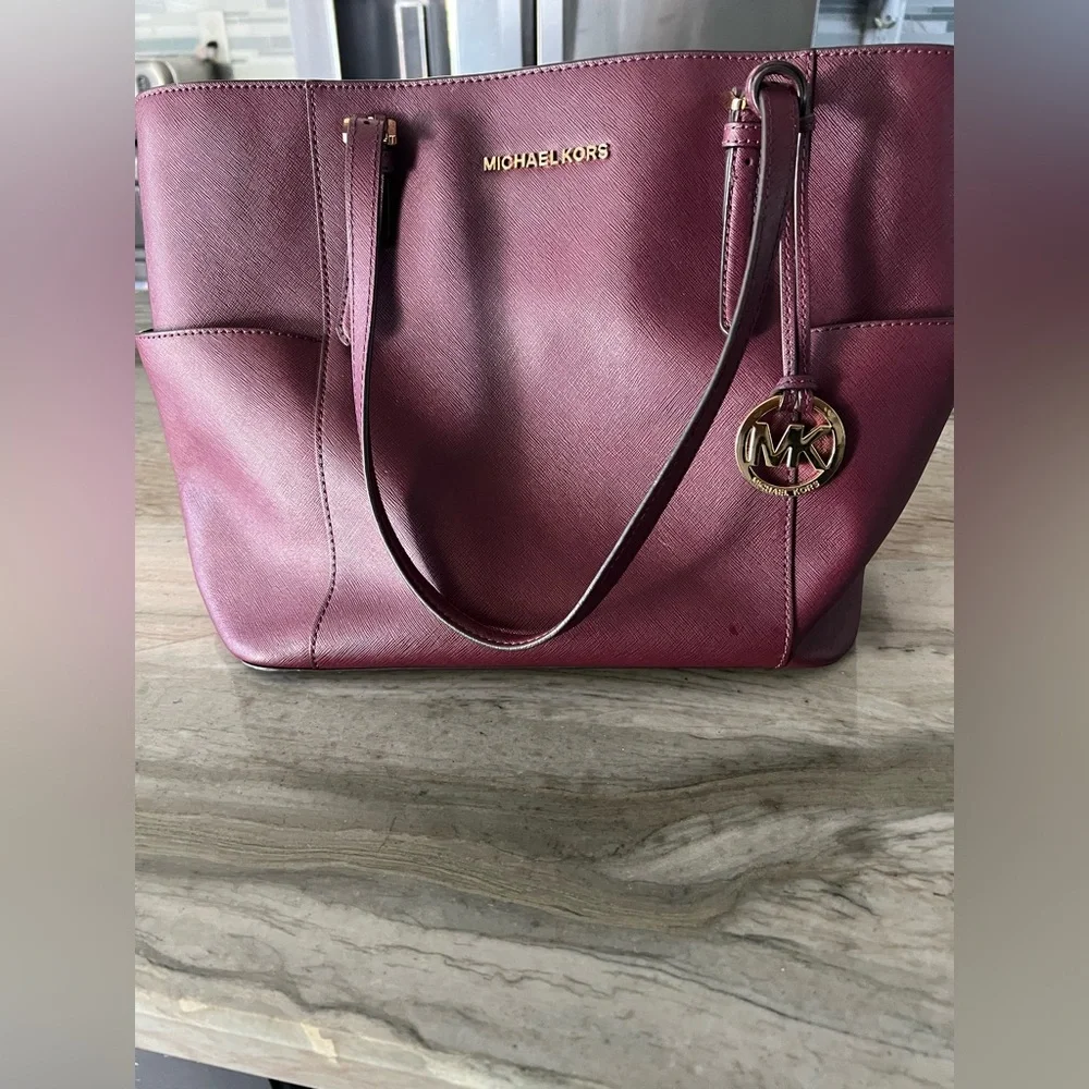 Michael Kors Burgundy Tote Bag